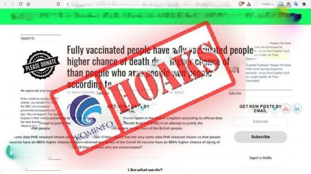 [HOAKS] Vaksinasi Covid-19 Membuat Banyak Orang Terpapar Varian Delta dan Lebih Rentan untuk Meninggal